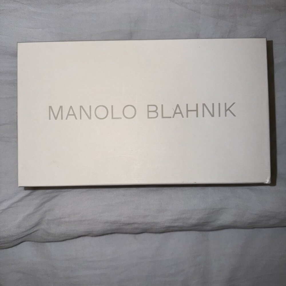 Manolo Blahnik Maysli Navy Blue Suede Buckle Slingback Pumps - Picture 2 of 7